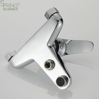 Robinet de douche thermostatique mural en alliage de zinc chromé poli de haute qualité avec poignée unique pour printemps-été