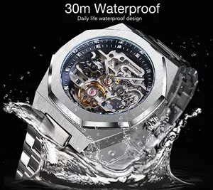 Montres Forsining GMT1211 pour hommes, montre-bracelet de marque haut de gamme, étanche, design tendance, lumineuse, Relojes Hombre Iced Out Tourbillon - Product Image 5