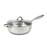 Batterie de cuisine haut de gamme en acier inoxydable écologique, poêle à frire compatible induction et gaz, poignées anti-chaleur robustes, nettoyage facile, compatible four