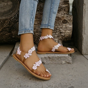 Iridescent Butterfly <b>Ankle</b> <b>Strap</b> <b>Flat</b> Sandals Women Open Toe Clip Toe Bohemian Summer Beach <b>Shoes</b> - Product Image 3