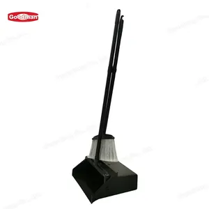 상업 janitor 용품 청소 도구 무거운 의무 직립 블랙 긴 핸들 플라스틱 dustpan