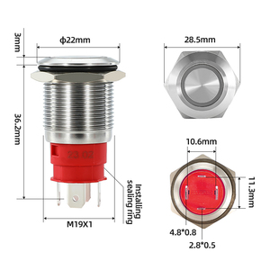 19 Mét IP67 4pin 20A nặng hiện tại Vòng chống thấm nước và điện LED ánh sáng 316L kim loại push button chuyển - Product Image 5