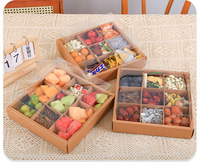 Boîte alimentaire en carton à 9 compartiments avec fenêtre, idéale pour les snacks, charcuterie, desserts et traiteur, recyclable