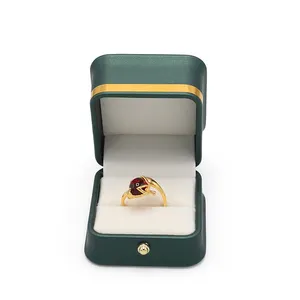 Hoge Kwaliteit Luxe Design Donkergroen Custom Reizen Sieraden Doos Pu Gift Box Ring Box