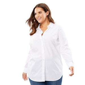 Diseños de blusa de manga larga de talla grande para camisetas y blusa de <span class=keywords><strong>mujer</strong></span> gorda Promoción Camisa a rayas holgada - Product Image 3