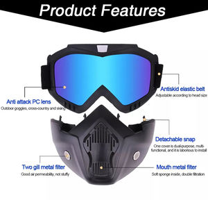 Masker Sepeda Modular dengan Kacamata & <span class=keywords><strong>Filter</strong></span> Mulut yang Dapat Dilepas untuk Helm Sepeda Motor Open Face-Olahraga Bersepeda Luar Ruangan - Product Image 3