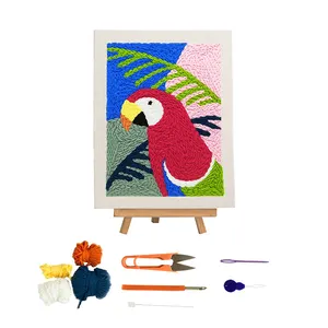 Wholesale Rug Hook Sets Lovely Parrot Animal Framed Professional Punch Needle Kit