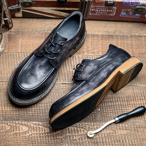 Zapatos de cuero modernos para hombre, zapatos casuales retro británicos para hombre, zapatos de estilo coreano a la moda para hombre, cuero vacuno de primera calidad para hombre. - Product Image 2