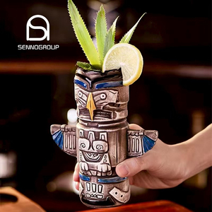 Diseño único Copas de cóctel Forma de loro Taza Tiki Helado hecho a mano Creamic Hawaiian Tiki Cup para Bar - Product Image 1