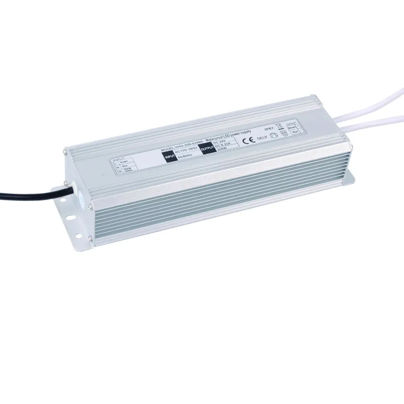 Led 스트립 변압기 전원 공급 장치 24vdc 방수 ip67 정전압 플리커 무료 led 드라이버 200w 24v