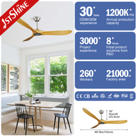 Ventilateurs de plafond 1stshine Factory à haut volume d'air, 3 pales en bois massif, économie d'énergie, BLDC, 60 pouces, sans lumière