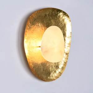 Villa Hotel Minimalist All Copper Marble Wall Lamp Natural Marble <b>Sconce</b> LED Warm White <b>Lighting</b> Luxury Decoration - Product Image 2
