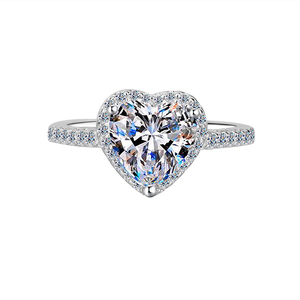 NORELLE Bagues de fiançailles de luxe en <span class=keywords><strong>argent</strong></span> sterling 925 pour femmes, avec halo de diamants en forme de cœur, moissanite, bijoux de luxe de marque - Product Image 2