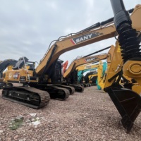 Excavadora de cadenas Sany SY215C original de 21 toneladas con motor Isuzu, martillo preinstalado y línea hidráulica auxiliar