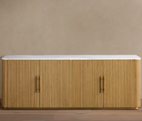 Meuble de salle à manger en bois massif de style moderne avec dessus en marbre, buffet de rangement