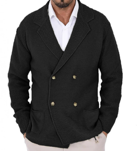 Nouveau cardigan décontracté en tricot, pull tendance à double boutonnage, manches longues, veste ample, style homme - Product Image 4