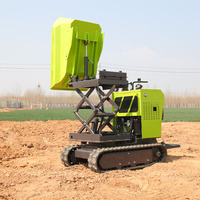 Mini-dumper chenillé chinois économique 650 kg avec pompe hydraulique, moteur à engrenages haute efficacité et puissance de 13,5 kW