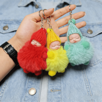 Promotion : Jouet peluche bébé, poupée douce et mignonne, porte-clés pour bébé, porte-clés en fourrure synthétique, pompon moelleux