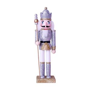 YUELIAN Ornements de Noël en gros, Casse-noisette en bois pailleté rose de 30 cm, artisanat décoratif pour fêtes et décorations intérieures - Product Image 6