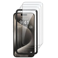 Lot de 2 protections d'écran en verre trempé pour iPhone 16 15 14 Pro Max, anti-rayures, film transparent HD, compatible avec les coques, vente en gros OEM