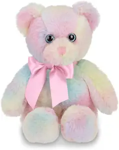 Bandhnu Teddy Plush Toys Soft Stuffed Kids Toys Comfort Stuffed Baby Toys Rainbow Colour Bow Tie