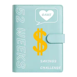 52 Wochen Einsparung Herausforderung Budget-Bauordner Süßigkeiten Farbe Kunstleder-Bedeckung A5 A6 Buchbogen mit Umschlägen Taschen Bargeld Notizbuch