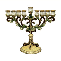Ménorah décorative traditionnelle en émail, fleur peinte à la main, décoration juive pour la maison, finition en étain de haute qualité, étoile de David pour Hanouka