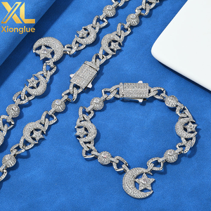 Hip-Hop Custom Cz Charms Cuban Chain Jewelry 10mm 18k Gold Plated <b>Copper</b> Iced Zircon Moon Star <b>Bangles</b> Unisex - Product Image 6