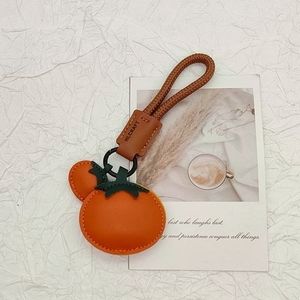 New Style PU Leather Keychain with Persimmon- Themed Pendant for Car Keys and Bag Decoration