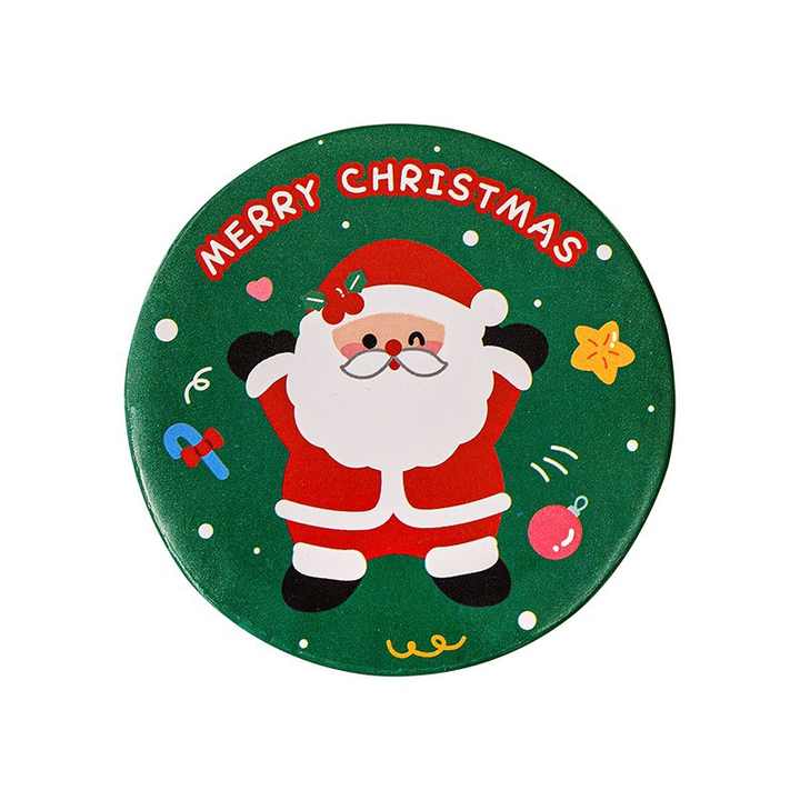 Cartoon Round Mirror Christmas Mini Portable Cute Handheld Student ...
