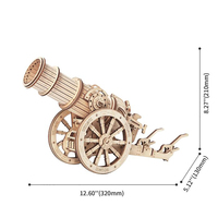 Robotime Rokr Cadeau original Artisanat antique KW801 Canon à roues médiéval Puzzle en bois 3D à assembler soi-même