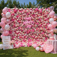MoKtong Pink Rose 5D Flower Wall Backdrop 8ft X 8ft dengan Kain Kain Zipper di Bagian Belakang untuk Dekorasi Lamaran Romantis dan Ulang Tahun.