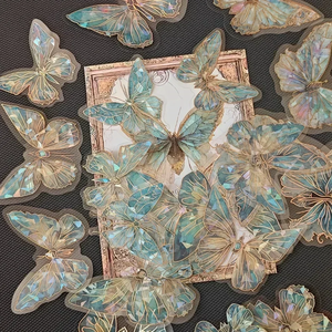 Pegatinas 3D de Mariposas de Cristal, Material PET Ecológico Resistente al Agua, Etiquetas Retro para <span class=keywords><strong>Revistas</strong></span>, Decoración para Fiestas - Product Image 6