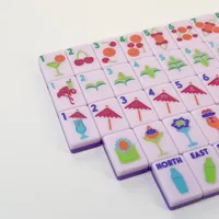 Nouvel ensemble de tuiles de Mahjong américain en acrylique violet, tuiles de Mahjong de luxe pour la plage, vente chaude
