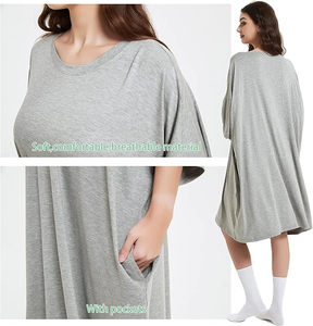 Bata térmica de bambú tejida de talla grande para <span class=keywords><strong>mujer</strong></span>, de fábrica china, ropa de dormir extragrande para verano, camisones para ver televisión - Product Image 3