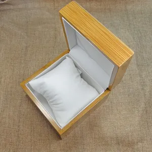 Caja de regalo de bambú Natural, reloj cuadrado redondo, elegante, de madera, buena calidad, joyería de lujo