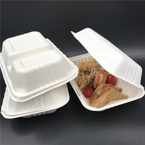 Boîte à déjeuner jetable biodégradable écologique, boîte à <span class=keywords><strong>bento</strong></span> à charnière pour poulet frit, vente en gros - Product Image 4