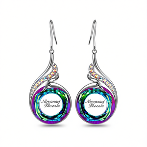 Orecchini Pendenti Nirvanaof in Quarzo Arcobaleno Fenico, Placcati Argento 925 con Cristalli e Strass, Montatura a Castone, Romantici da Donna per l'Uso Quotidiano - Product Image 1