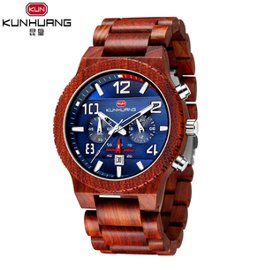 Kunhuang 1015 Orologio da Uomo al Quarzo in Legno Resistente all'Acqua con Display Data Speciale Grande Orologio Sportivo Produzione Cinese - Product Image 2
