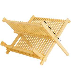 Syh1654 Modern Çift Katlı Katlanabilir Bambu Bulaşıklık, Mutfak Kurutma ve Günlük Tezgah Düzeni İçin - Product Image 1