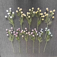 Fleurs artificielles en gros, faites à la main, à 9 têtes, en pompons floqués, boules d'herbe duveteuses, décorations d'Halloween, fausses fleurs