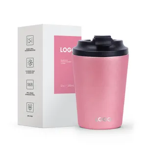 Rẻ hơn đôi tường thép không gỉ 12oz cốc cà phê cách nhiệt biểu tượng tùy chỉnh chai nước