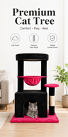 Arbre à chat élégant et écologique en velours avec poteaux en sisal, structure d'escalade multi-niveaux en peluche pour chatons et chats adultes d'intérieur, en carton