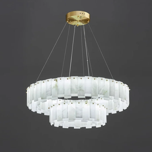Lustre en Alabâtre au <span class=keywords><strong>Design</strong></span> Marbré Tendance, <span class=keywords><strong>Suspension</strong></span> <span class=keywords><strong>Luminaire</strong></span>, Lampe Suspendue, <span class=keywords><strong>Luminaire</strong></span> Pendentif - Product Image 1