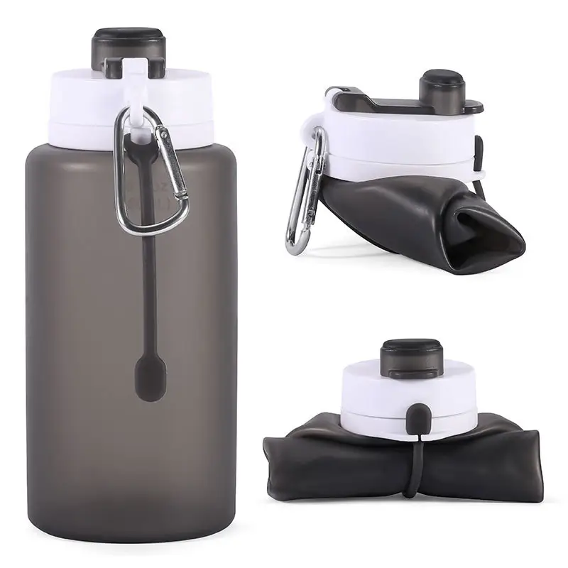 BIO CROiRE Silicone Collapsible Water Hot Bottle With Carabiner 700ML Silicone Squeeze Bottle For Kids Silicone Travel Bottle