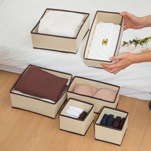 Clothing Organizer <b>Storage</b> <b>Box</b> Set 6pcs Non-Woven Fabric Rectangular <b>Drawer</b> Underwear Socks Bra Panties Organizer - Product Image 2