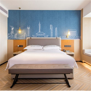 OEM Factory <b>Cheap</b> Price Custom Size Modern Hotel Bed Set Solid Wood Fabric Upholstered Bed <b>Frame</b> Bedroom Furniture Manufacturer - Product Image 1