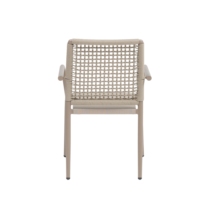 Chaises de salle à manger en rotin d'extérieur modernes avec table ronde à piétement blanc pour jardin, patio, balcon (C724)