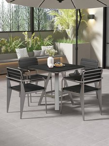 Conjunto de Mesa y Sillas Largas de <span class=keywords><strong>Bambú</strong></span> NF para Cafetería al Aire Libre con Estructura Metálica para Restaurante, <span class=keywords><strong>Terraza</strong></span>, Izakaya, Barbacoa - Product Image 6
