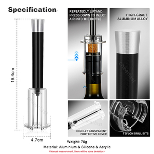 Ouvre-bouteille à pompe à pression d'air personnalisé individuel ouvre-bouteille à pression d'air en aluminium ouvre-<span class=keywords><strong>vin</strong></span> à pompe facile à enlever - Product Image 3